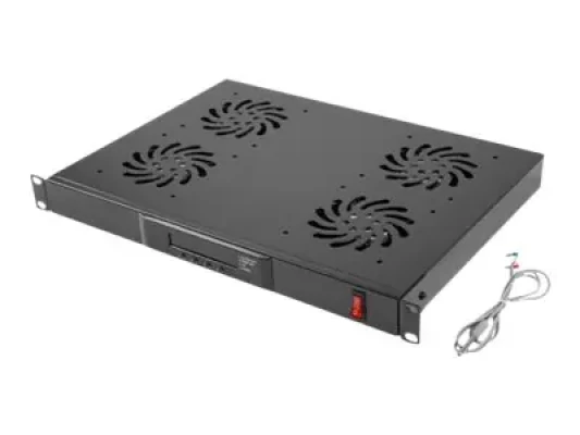 Lanberg 19" fan unit / ventilation panel with LCD 4 fans + thermostat 230V  |  AK-1503-B  |  Black