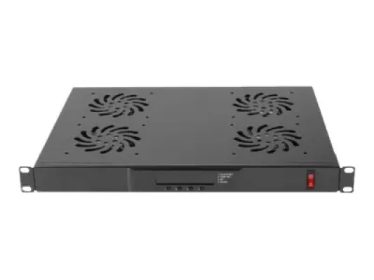 Lanberg 19" fan unit / ventilation panel with LCD 4 fans + thermostat 230V  |  AK-1503-B  |  Black