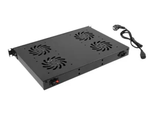 Lanberg 19" fan unit / ventilation panel with LCD 4 fans + thermostat 230V  |  AK-1503-B  |  Black