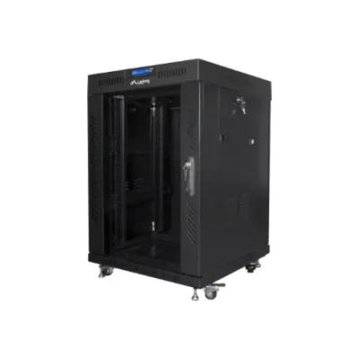 Lanberg  |  Rack cabinet 19" free-standing 15U / 600x600 (flat pack) with glass door, LCD  |  FF01-6615-12BL  |  Black