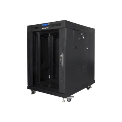 Lanberg  |  Rack cabinet 19" free-standing 15U / 600x800 (flat pack) with glass door, LCD  |  FF01-6815-12BL  |  Black