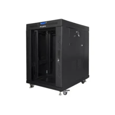 Lanberg  |  Rack cabinet 19" free-standing 15U / 800x1000 (flat pack) with glass door, LCD  |  FF01-8015-12BL  |  Black