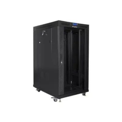 Lanberg  |  Rack cabinet 19" free-standing 22U / 800x1000 (flat pack) with glass door  |  FF01-8022-12BL  |  Black
