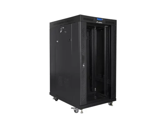 Lanberg  |  Rack cabinet 19" free-standing 22U / 800x1000 (flat pack) with glass door  |  FF01-8022-12BL  |  Black