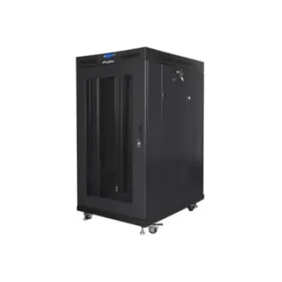 Lanberg  |  Rack cabinet 19" free-standing 22U / 800x1000 (flat pack) with mesh door  |  FF01-8022-23BL  |  Black