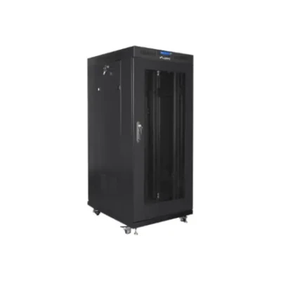Lanberg  |  Rack cabinet 19" free-standing 22U / 800x800 (flat pack) with glass door, LCD  |  FF01-8822-23BL  |  Black