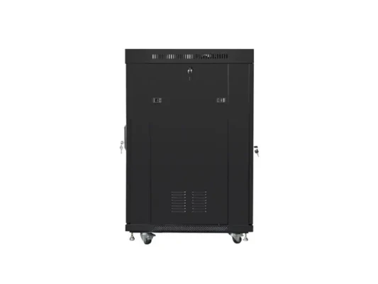 Lanberg  |  Rack cabinet 19" free-standing 22U / 800x800 (flat pack) with glass door, LCD  |  FF01-8822-23BL  |  Black
