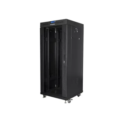 Lanberg  |  Rack cabinet 19" free-standing 27U / 600x600 (flat pack) with glass door lCD V2  |  FF01-6627-12BL  |  Black