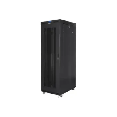 Lanberg  |  Rack cabinet 19" free-standing 27U / 800x1000 (flat pack) with glass door, LCD  |  FF01-8027-23BL  |  Black