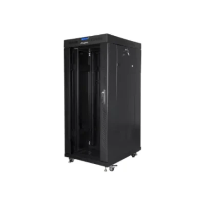 Lanberg  |  Rack cabinet 19" free-standing 27U / 600x800 (flat pack) with glass door, LCD  |  FF01-6827-12BL  |  Black