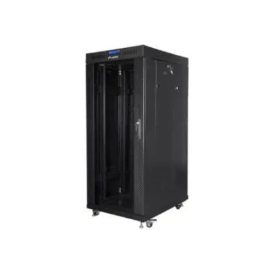 Lanberg  |  Rack cabinet 19" free-standing 27U / 800x1200 (flat pack) with glass door, LCD  |  FF01-8227-12BL  |  Black