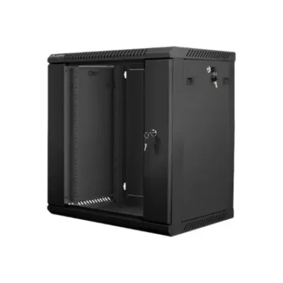 Lanberg  |  Rack cabinet 19" wall-mount 12U / 600x450 (flat pack) with glass door  |  WF01-6412-10B  |  Black