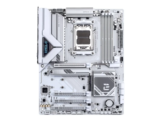 Gigabyte B850 EAGLE WF7 ICE  |  Processor family AMD  |  Processor socket AM5  |  DDR5  |  Supported hard disk drive interfaces SATA, M.2  |  Number of SATA connectors 4