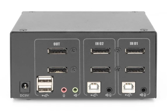 Digitus KVM Switch, 2-Port, Dual Display, 4K, DisplayPort  |  DS-12862