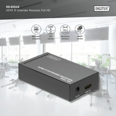 Digitus  |  HDMI IP Extender Receiver, Full HD  |  DS-55518