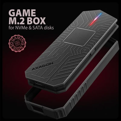 AXAGON USB-C 10Gbps - M.2 NVMe and SATA SSD GAME M.2 box  |  EEM2-GAM