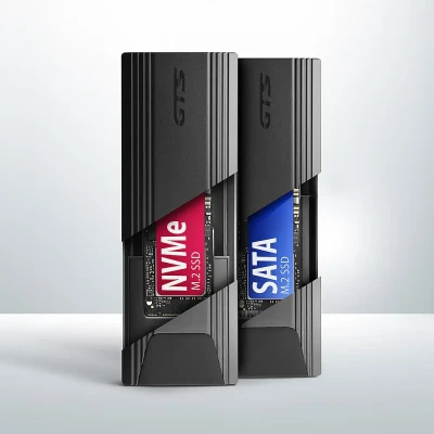 AXAGON USB-C 10Gbps - M.2 NVMe and SATA SSD THIN SCREWLESS box  |  EEM2-GTS2