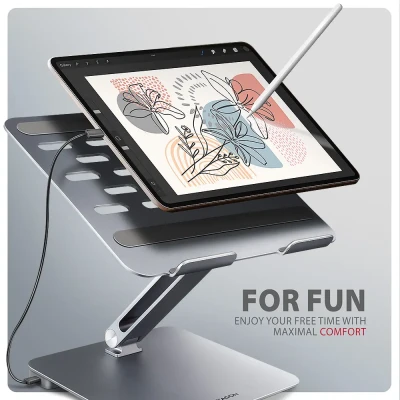 AXAGON Desk Mount  |  HMC-STND USB-C 5Gbps Stand and Hub 7in1  |  Adjustable Height, Tilt  |  10-16 "  |  Aluminum