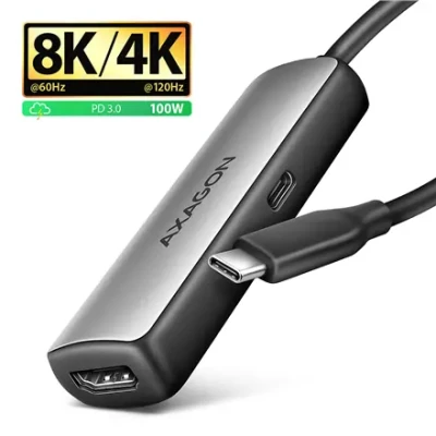 AXAGON Active converter RVC-HI8KPD, 100 W  |  USB Type-C to HDMI