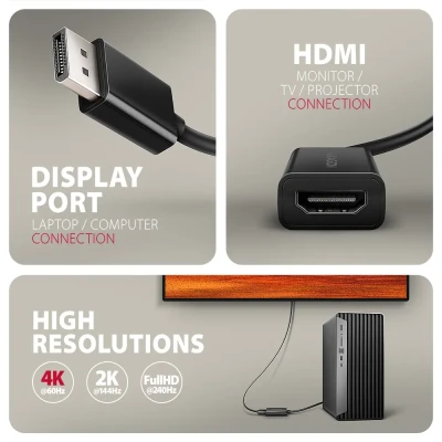AXAGON Active adapter RVD-HI20N  |  DisplayPort to HDMI  |  0.15 m