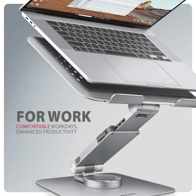 AXAGON Desk Mount  |  STND-LR stand with 360° rotation for laptops and tablets  |  Adjustable Height, Angle  |  10-17.3 "  |  Aluminum