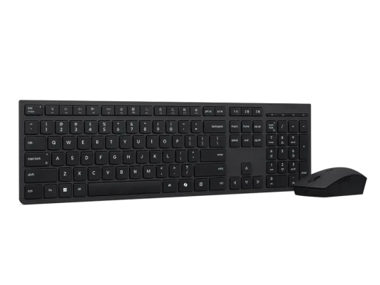 Lenovo Professional Wireless Rechargeable Combo Keyboard and Mouse  |  Keyboard and Mouse Set  |  Wireless  |  Mouse included  |  US Euro  |  Bluetooth  |  Grey