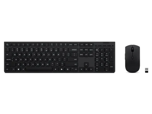 Lenovo Professional Wireless Rechargeable Combo Keyboard and Mouse  |  Keyboard and Mouse Set  |  Wireless  |  Mouse included  |  US Euro  |  Bluetooth  |  Grey