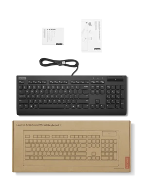 Lenovo Smartcard II  |  Keyboard  |  Wired  |  Estonian  |  Black  |  USB-A  |  Plunger type switch