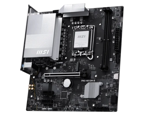 MSI PRO H810M-B  |  Procesora ģimene Intel H810  |  Procesora ligzda LGA1851  |  DDR5  |  Atbalstītās cietā diska interfeisi SATA, M.2  |  SATA savienotāju skaits 4