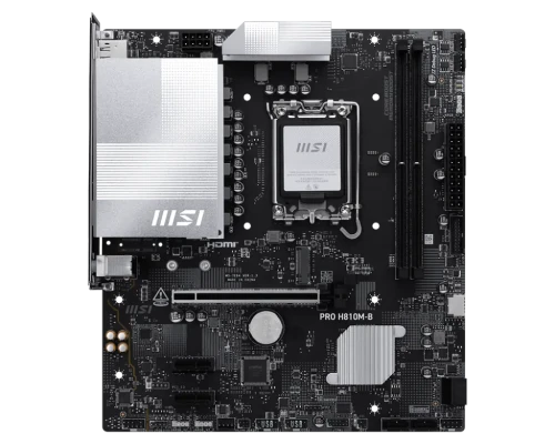 MSI PRO H810M-B  |  Procesora ģimene Intel H810  |  Procesora ligzda LGA1851  |  DDR5  |  Atbalstītās cietā diska interfeisi SATA, M.2  |  SATA savienotāju skaits 4