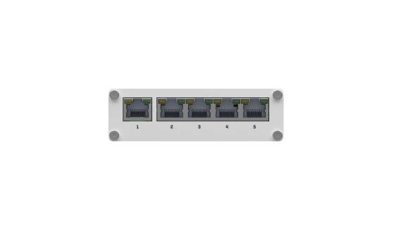Teltonika  |  Switch  |  TSW110  |  Unmanaged  |  Gigabit Ethernet (copper) ports quantity 5  |  10 Gbps (RJ-45) ports quantity 0  |  SFP ports quantity 0  |  SFP+ ports quantity 0  |  Combo ports quantity 0  |  PoE+ ports quantity 0  |  Passive PoE ports