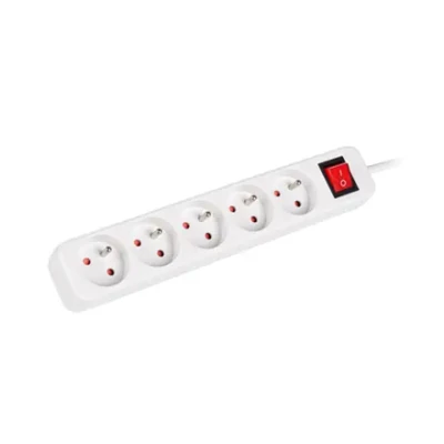 Lanberg Cable Power Strip, 5X French Outlets with Switch, Quality-Grade Copper, 1.5 m  |  PS1-05E-0150-W