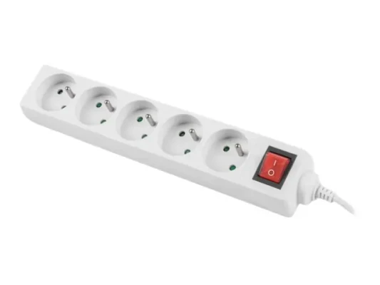Lanberg Cable Power Strip, 5X French Outlets with Switch, Quality-Grade Copper, 1.5 m  |  PS1-05E-0150-W