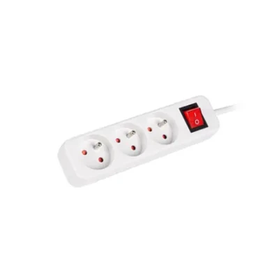 Lanberg Cable Power Strip 3M 3X French Outlets with Switch, Quality-Grade Copper  |  PS1-03E-0300-W
