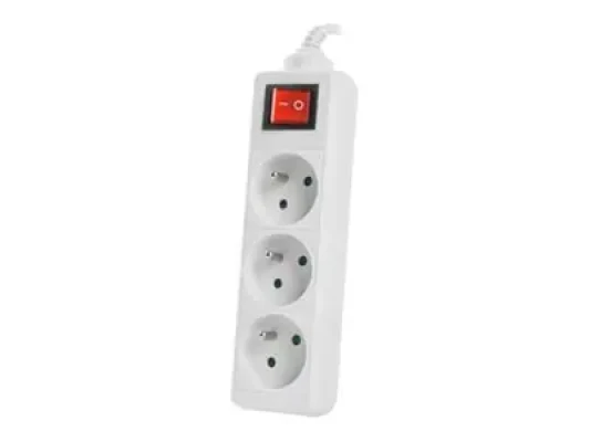 Lanberg Cable Power Strip 3M 3X French Outlets with Switch, Quality-Grade Copper  |  PS1-03E-0300-W