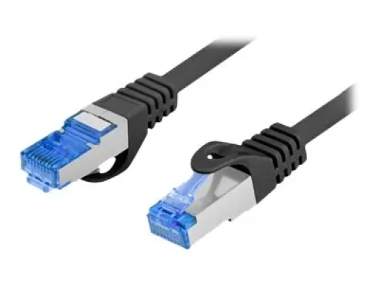 Lanberg  |  Patchcord Cat.6A S / FTP LSZH CCA Black Fluke Passed  |  PCF6A-10CC-0050-BK  |  0.5 m  |  Black
