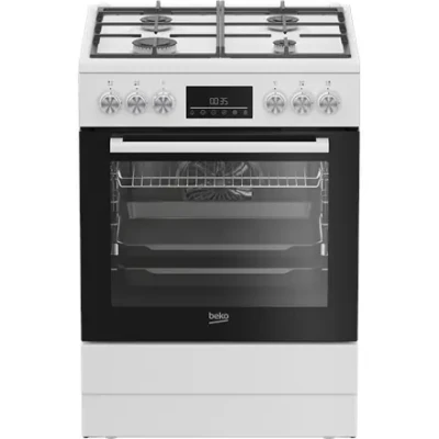BEKO Cooker  |  FBM62330GWDTN  |  Hob type Gas  |  Oven type Electric  |  White  |  Width 60 cm  |  Grilling  |  LED  |  Depth 60 cm  |  72 L