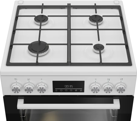 BEKO Cooker  |  FBM62330GWDTN  |  Hob type Gas  |  Oven type Electric  |  White  |  Width 60 cm  |  Grilling  |  LED  |  Depth 60 cm  |  72 L