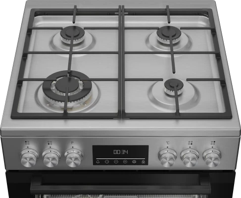 BEKO Cooker  |  FBMA61330GXDT  |  Hob type Gas  |  Oven type Electric  |  Stainless Steel  |  Width 60 cm  |  Grilling  |  LED  |  Depth 60 cm  |  72 L