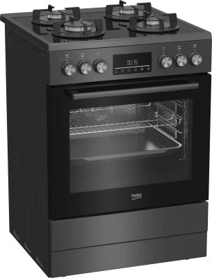 BEKO Cooker  |  FBM62330GADSN  |  Hob type Gas  |  Oven type Electric  |  Grey  |  Width 60 cm  |  Grilling  |  LED  |  Depth 60 cm  |  72 L