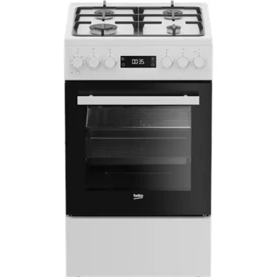 BEKO Cooker  |  FSM51339DWDS  |  Hob type Gas  |  Oven type Electric  |  White  |  Width 50 cm  |  Grilling  |  LED  |  Depth 60 cm  |  60 L