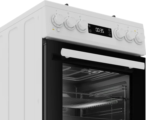 BEKO Cooker  |  FSM51339DWDS  |  Hob type Gas  |  Oven type Electric  |  White  |  Width 50 cm  |  Grilling  |  LED  |  Depth 60 cm  |  60 L