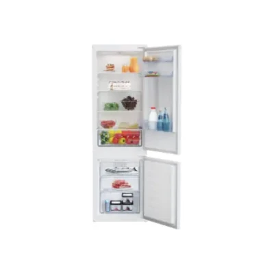 BEKO Refrigerator  |  BCHA275K41SN  |  Energy efficiency class E  |  Built-in  |  Combi  |  Height 177.5 cm  |  No Frost system  |  Fridge net capacity 193 L  |  Freezer net capacity 69 L  |  38 dB  |  White