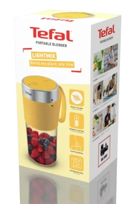 TEFAL  |  Blender  |  BL1C0230 LightMix On the Go  |  Tabletop  |  Jar material Tritan  |  Jar capacity 0.3 L  |  Yellow / Transparent