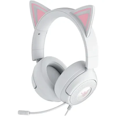 Razer spēļu austiņas  |  Kraken Kitty V3 X  |  Vadu  |  Ap ausīm  |  Mikrofons  |  Balta
