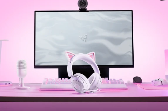 Razer spēļu austiņas  |  Kraken Kitty V3 X  |  Vadu  |  Ap ausīm  |  Mikrofons  |  Balta