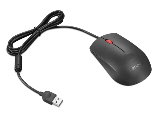Lenovo Fingerprint Biometric USB Mouse Gen3  |  Wired  |  USB-A  |  Black / Red