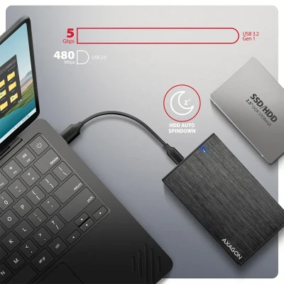 AXAGON USB-C 5Gbps - SATA 6G external box for 2.5" SSD / HDD  |  EE25-XA6C