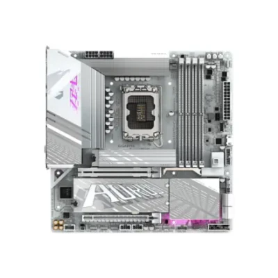 Gigabyte Z890M A ELITE WF7 ICE  |  Processor family Intel  |  Processor socket LGA1851  |  DDR5  |  Supported hard disk drive interfaces SATA, M.2  |  Number of SATA connectors 4
