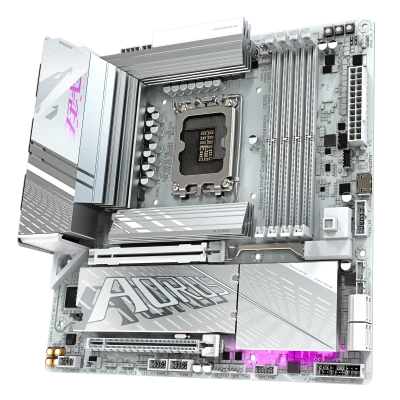 Gigabyte Z890M A ELITE WF7 ICE  |  Processor family Intel  |  Processor socket LGA1851  |  DDR5  |  Supported hard disk drive interfaces SATA, M.2  |  Number of SATA connectors 4
